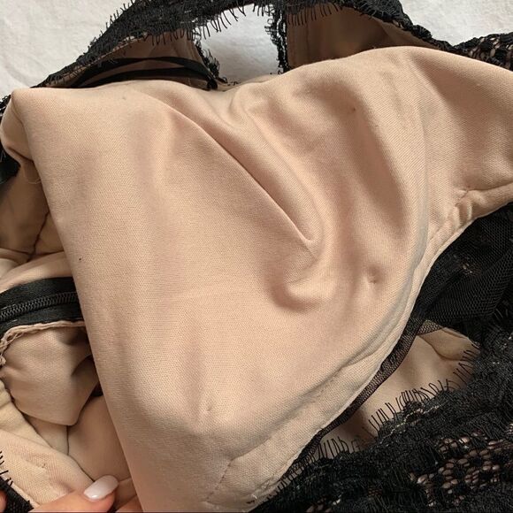 Betsy & Adam Black Lace Open Back Peplum Dress Size 2 - Picture 12 of 16